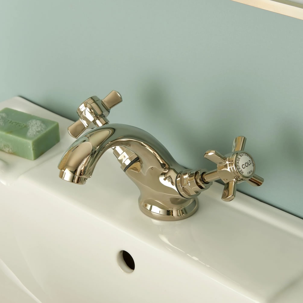Heritage Dawlish Vintage Gold 1 Taphole Basin Mixer - Lifestyle Image